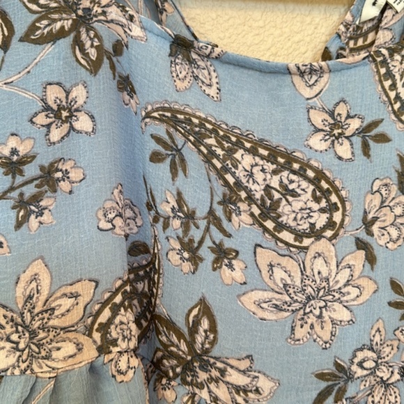 AMERICAN EAGLE paisley floral fluttered sleeve boho bow tie back blouse size M - Picture 4 of 7